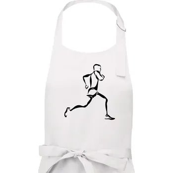 Kuchyňská zástěra Běžec - Pánská zástěra na vaření - Univerzální velikost ( Bílá )