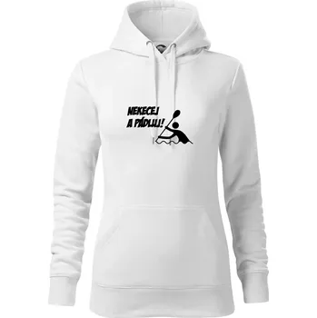 Dámská mikina Nekecej a pádluj - Mikina dámská Cape s kapucí - S ( Bílá )
