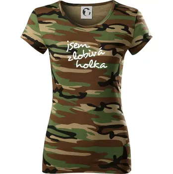 Jsem zlobivá holka - Dámské maskáčové triko - L ( Hnědý maskáč )