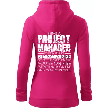 Dámská mikina Being A Project Manager - bike - Dámská mikina trendy zipper s kapucí - L ( Purpurová )