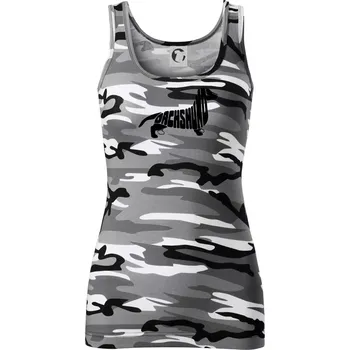 Dámské tričko Jezevčík - Dachshund - Dámské Maskáčové tílko - XS ( Šedý maskáč )