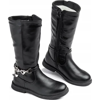 Dámské kozačky Wojtyłko dětské kozačky eko kůže černé velikost 31