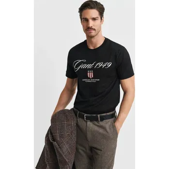 Pánské tričko TRIČKO GANT GRAPHIC SS T-SHIRT BLACK