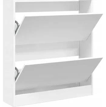 Botník se dvěma výklopnými zásuvkami, bílý, 80x21x87,5 cm