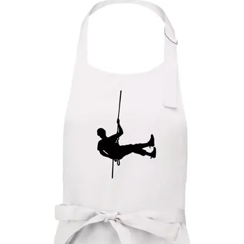 Kuchyňská zástěra Visící horolezec - Pánská zástěra na vaření - Univerzální velikost ( Bílá )