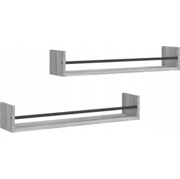 police Nástěnné police s tyčí, dřevotříska, šedý dub sonoma, 80x16x