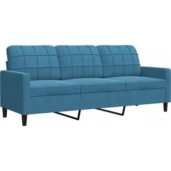 Pohovka Třímístná sametová pohovka modrá 197x77x80 cm