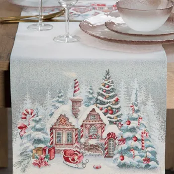 Vánoční gobelínový běhoun 40x100 cm Mikulášova chaloupka