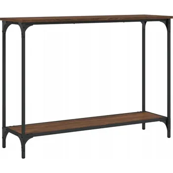 Konferenční stolek Konzolový stolek s kovovým rámem, hnědý dub, 101x30,5x75 cm