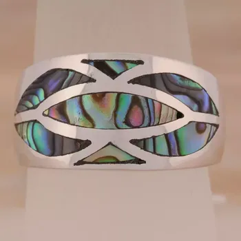 Prsten Stříbrný prsten vykládaný paua perletí Ag 6,3 g 61