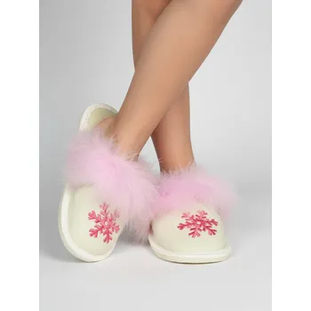 Dívčí pantofle Dětské bačkůrky vločka růžová 04 vel. S 27-34, Dětské boty 34