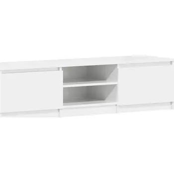 Televizní stolek TV stolek se 2 dvířky a přihrádkami, bílý, 140x40x35,5 cm