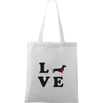 Jezevčík - Love - Taška bavlněná - 42 x 38 cm ( Bílá )