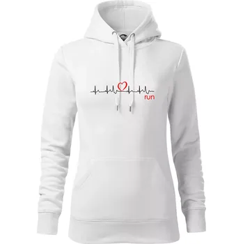 Dámská mikina Moje srdce bije pro run - Mikina dámská Cape s kapucí - XS ( Bílá )