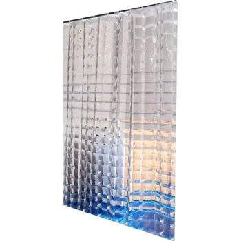 Prostěradlo Duschy Závěs 180×200 transparentní čtverce 10x10 3D efekt