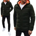 PÁNSKÁ ZIMNÍ PROŠÍVANÁ BUNDA S KAPUCÍ ZELENÁ tx4893 - 3XL