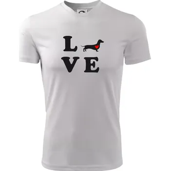 Pánské tričko Jezevčík - Love - Pánské triko Fantasy sportovní (dresovina) - XL ( Bílá )