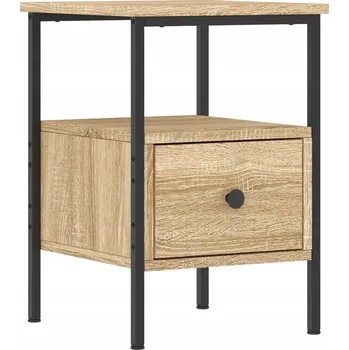 Noční stolek Noční stolek z dřevotřísky s železným rámem, dub sonoma, 34x3