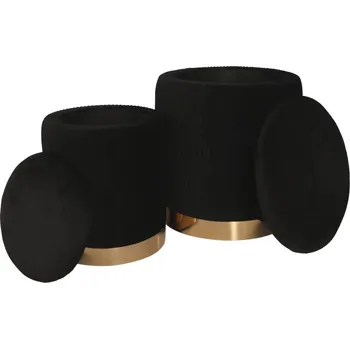 Taburet Set černých taburetek s úložným prostorem