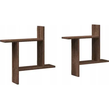 police Závěsné nástěnné police, dřevotřísková deska, hnědý dub, 50x12x50 cm