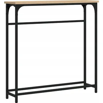 Konferenční stolek Konzolový stolek s kovovým rámem, dub sonoma, 75x19,5x75 cm