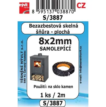 Nývlt Šňůra skelná plochá, samolepící, do 600°C, 8 x 2 mm, 2 metry, S/3887