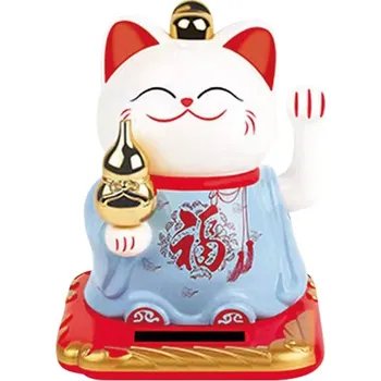 Golden Turtle Kočička pro štěstí Lucky Cat Blue - na solární pohon