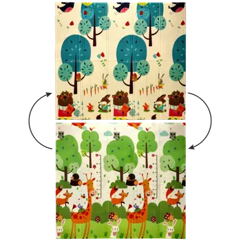 Hrací deka OBOUSTRANNÁ VZDĚLÁVACÍ PODLOŽKA 180x200x1 CM SKLÁDACÍ ZVÍŘATA-STROMY + TAŠKA *4350