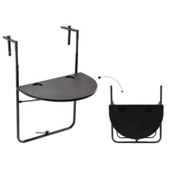 Zahradní stůl ZÁVĚSNÝ SKLÁDACÍ BALKONOVÝ STŮL 60 x 64 x 73-78,5-83,5 ČERNÝ *1022