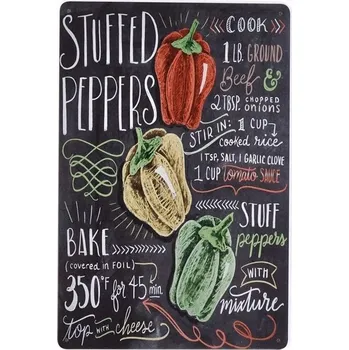 Obraz Dekorativní kovová cedule FOOD STUFFED PEPPER