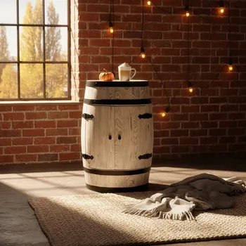 Vinotéka Barový sud Skříňka na alkohol bílá Bonanza Wood