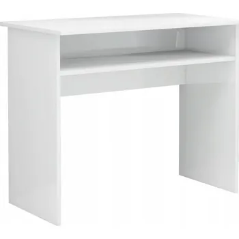 Psací stůl Počítačový stůl s policí, bílý, 90 x 50 x 74 cm, vysoký lesk