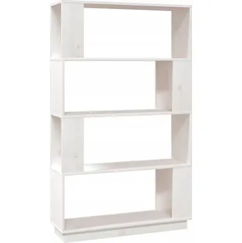 Knihovna Dřevěný regál na knihy z masivního borovicového dřeva, bílý, 80x25x132 cm
