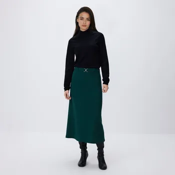 Dámská sukně Reserved - Midi sukně s páskem - tmavě zelená - YS820-79X - YS820-79X-XL