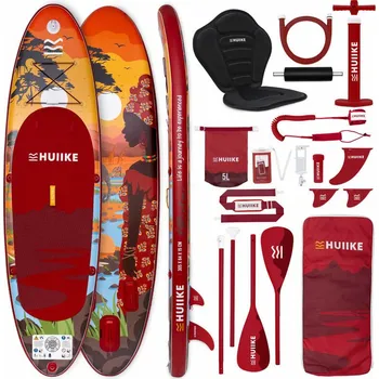 HUIIKE Nafukovací Paddleboard Prkno s Příslušenstvím, HUIIKE, Vínová, Stabilita 305 MM KAŠTANOVÁ|VÍNOVÁ|ČERVENÁ