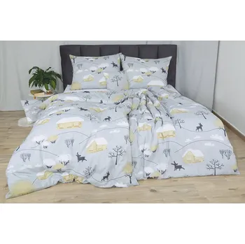 Povlečení Vánoční Bavlněné povlečení PLUS prodloužené BIANO šedé