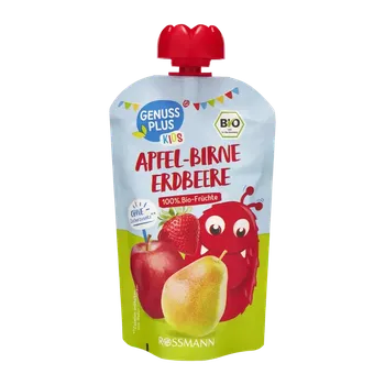 Dětská výživa GENUSS PLUS BIO ovocné pyré jablko, hruška a jahoda 100 g