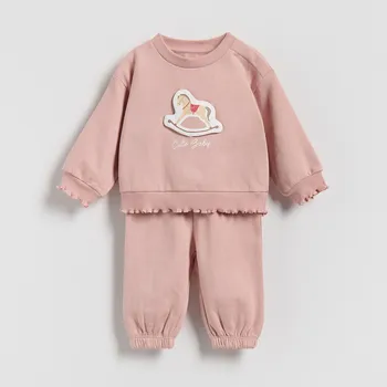 Dívčí kalhoty Reserved - BABIES` JOGGING TOP & TROUSERS - pudrově růžová - 521GT-39X - 521GT-39X-74