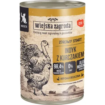 Krmivo pro kočku 24x400g Wiejska Zagroda Cat - krůtí s kuřecím pro koťata výhodné balení