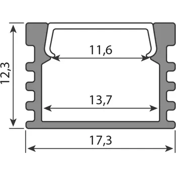 LED páska Přisazený hliníkový profil PP2 17x13mm včetně mléčného difuzoru 2m