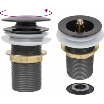 Sifon Zátka klik-klak bez přepadu, zinek/mosaz, šedá, 6,4x6,4x9,1 cm