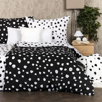 Povlečení 4Home Bavlněné povlečení Dalmatin reverse bílá + černá 140 x 200, 70 x 90 cm zip