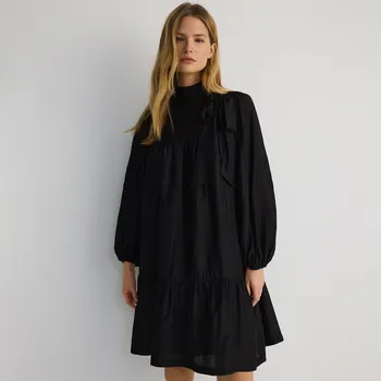 Dámské šaty Reserved - Mini šaty s mašlí - černý - 999EV-99X - 999EV-99X-L