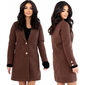 Dámský kabát Och Bella Diplomatka Hnědá Čokoládová XL