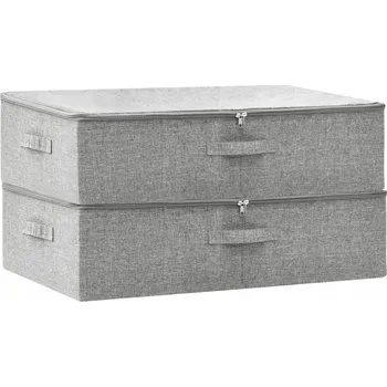 Úložný box Skládací Úložné Boxy 70x40x18cm, Šedé, Sada 2 ks