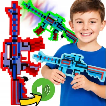 Dětská zbraň PUŠKA MINECRAFTOVÁ PUŠKA S SVÍTÍCÍMI PIXLY + ZVUKEM ZBRAŇ ZE HRY MAJKRAFT