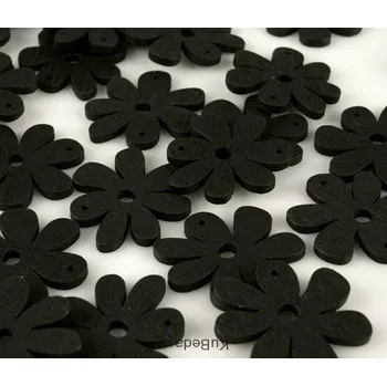 Dřevěný výsek - Kytička malá - černá