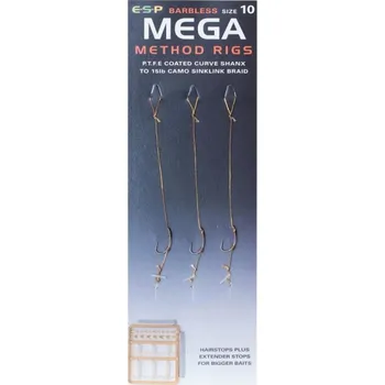 Rybářský háček ESP návazce Mega Method Rigs vel. 10 Barbless