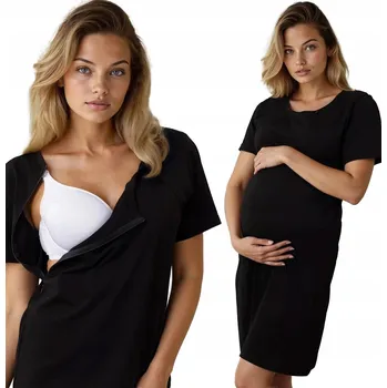 Dámská noční košile NOČNÍ PRÁDLO FORMOMMY NA KOJENÍ ZIPY, ČERNÉ M