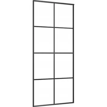 Interiérové dveře Posuvné dveře s hliníkovým rámem a sklem ESG, černé, 90x205 cm